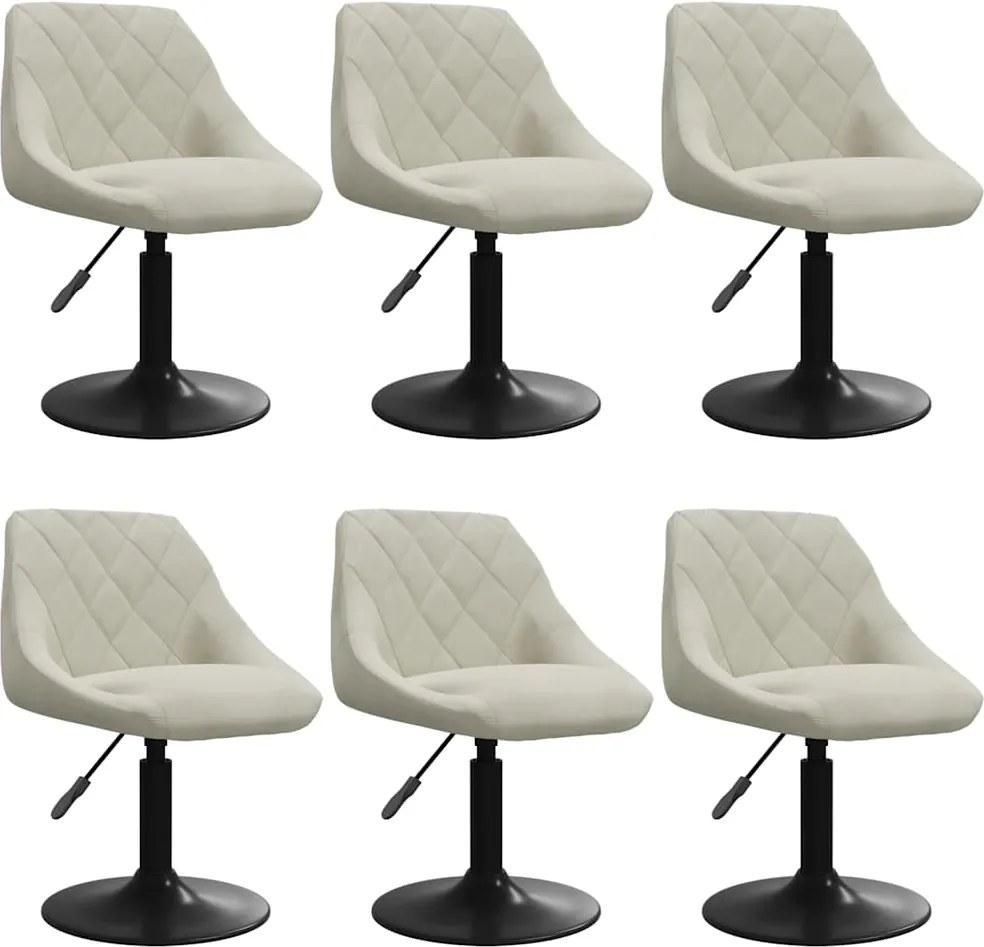 vidaXL Scaune de sufragerie pivotante 6 buc, crem, catifea