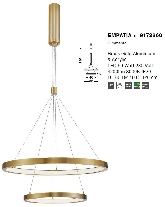 Lustra LED design modern circular EMPATIA II auriu NVL-9172860