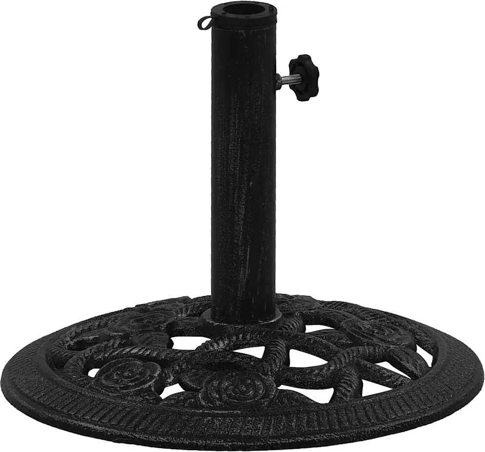 vidaXL Suport de umbrelă, negru, 40x40x32 cm, fontă