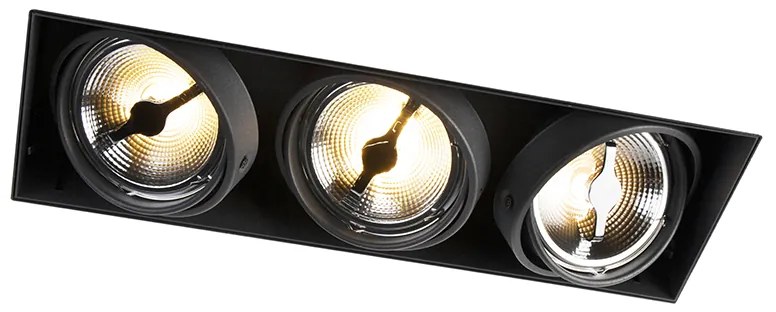 Spot integrat negru AR111 fara rama 3 lumini - Oneon