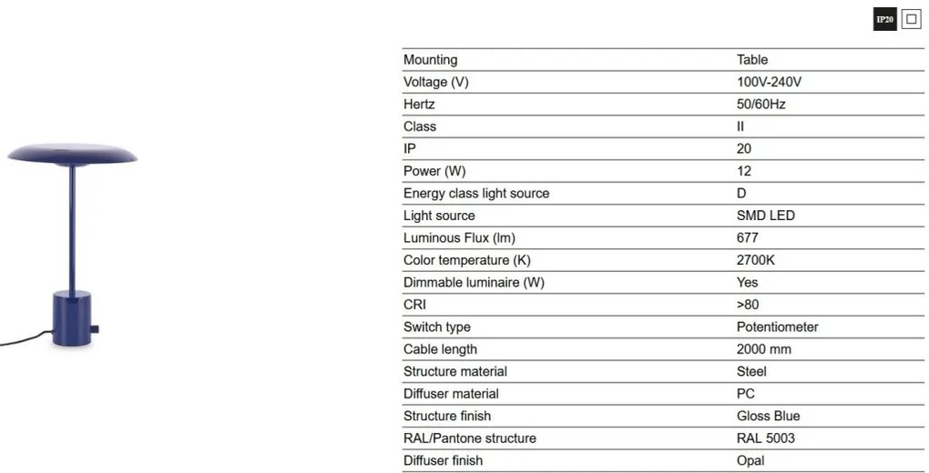 Veioza/Lampa de masa design modern HOSHI blue