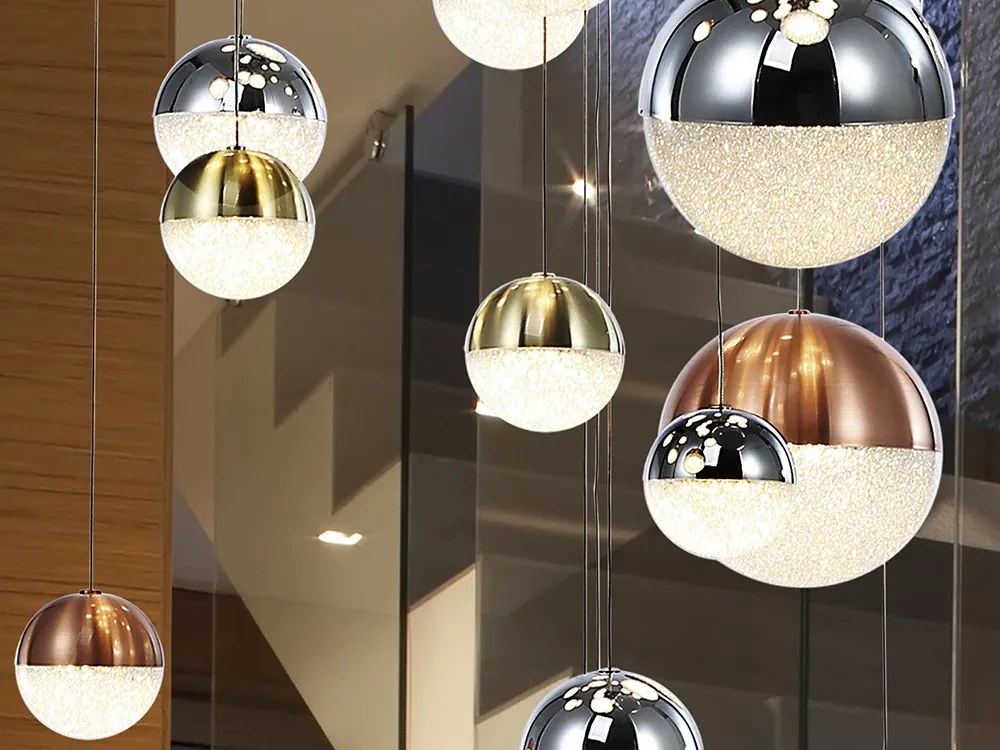 LUSTRA cu 27 pendule LED, H-300cm, DIMABILA prin BLUETOOTH Sphere 80cm SV-793960B