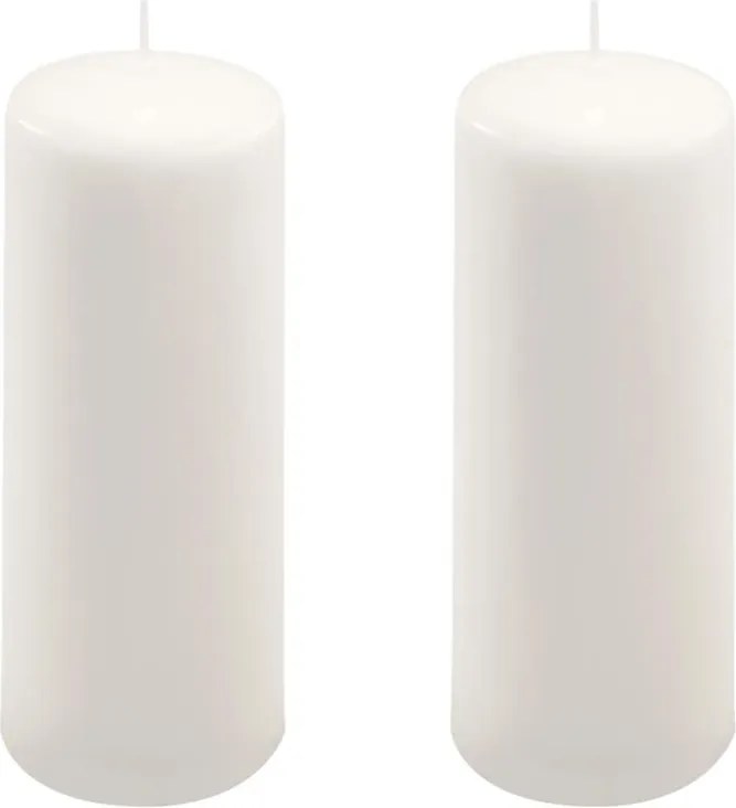 Set de lumânări tip pilon, 20 cm, Ø 7,5 cm, alb, 2 buc