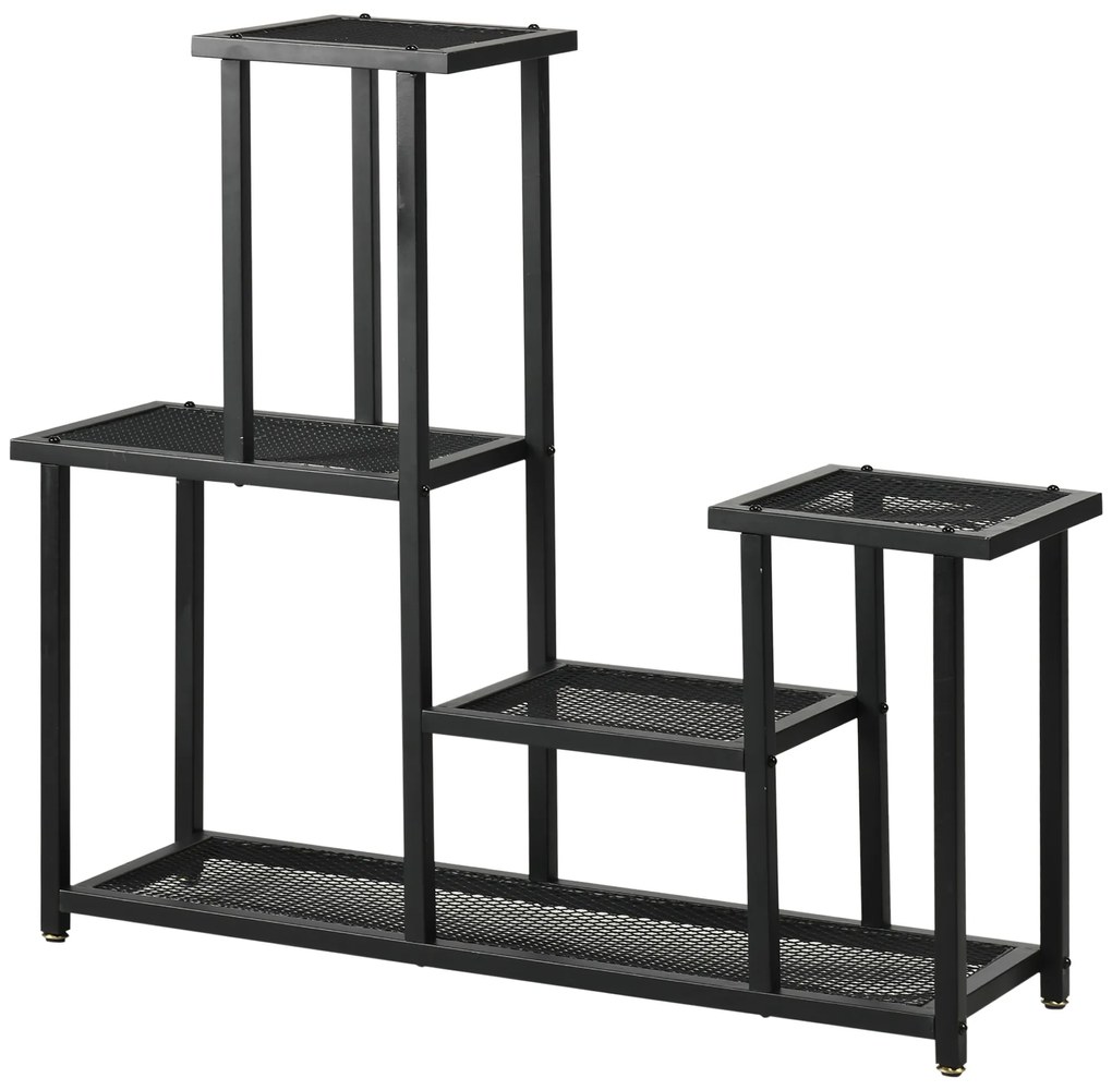 Outsunny Suport pentru plante cu 4 niveluri pentru interior și exterior , ideal pentru grădină, terasă, balcon, negru | Aosom Romania