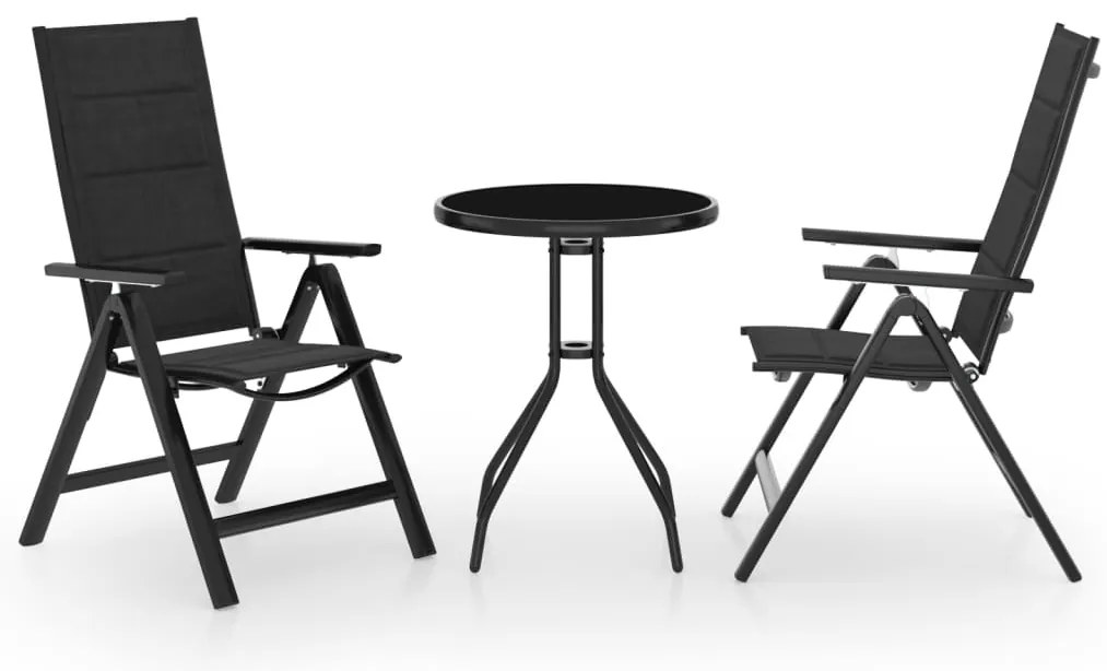 vidaXL Set mobilier bistro, 3 piese, negru și antracit