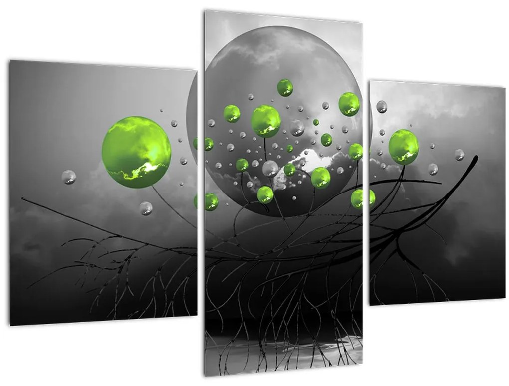 Tabloul cu bile abstracte verzi (90x60 cm)