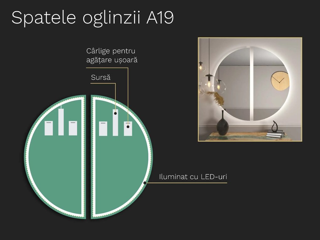 Oglindă atipică cu iluminare LED A19 S