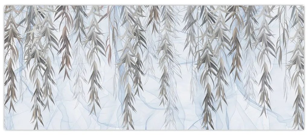 Tablou - Crenguțe de salcie fundal albastru (120x50 cm)
