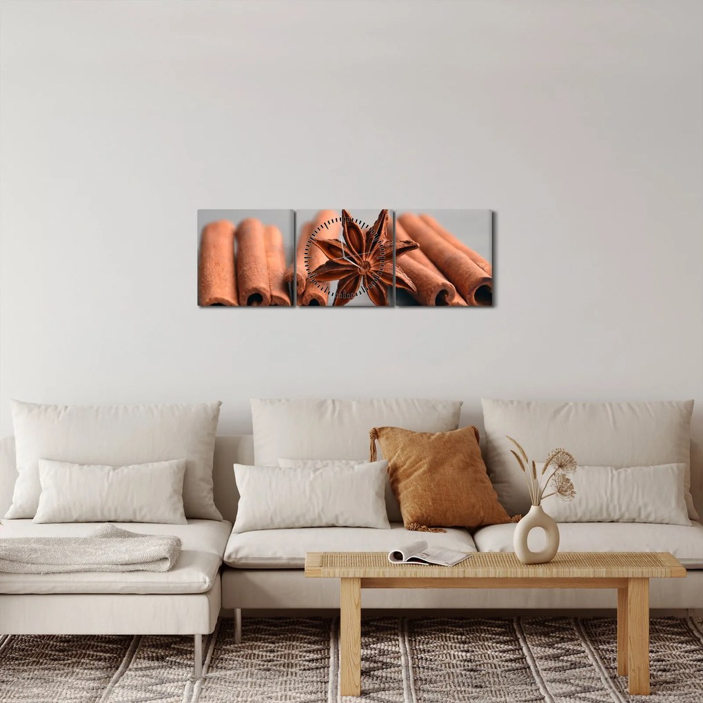 Tablou cu scorțișoară (cu ceas) (90x30 cm)