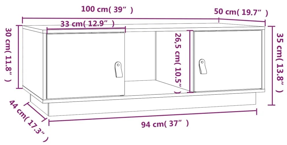 Masuta de cafea, gri, 100x50x35 cm, lemn masiv de pin