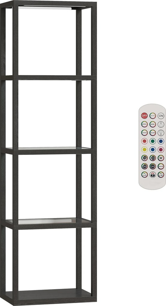 HOMCOM Lampă de podea RGB cu rafturi din sticlă, lampă LED cu 4 niveluri cu telecomandă, sincronizare muzicală, negru | Aosom Romania