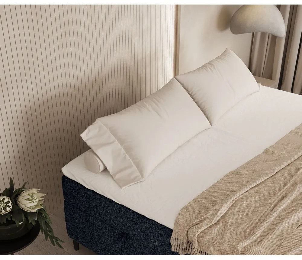 Pat boxspring albastru închis cu spațiu de depozitare 200x200 cm Araya – Maison de Rêve