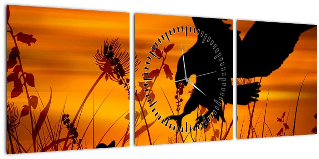 Tablou cu silueta prădătorului (cu ceas) (90x30 cm)