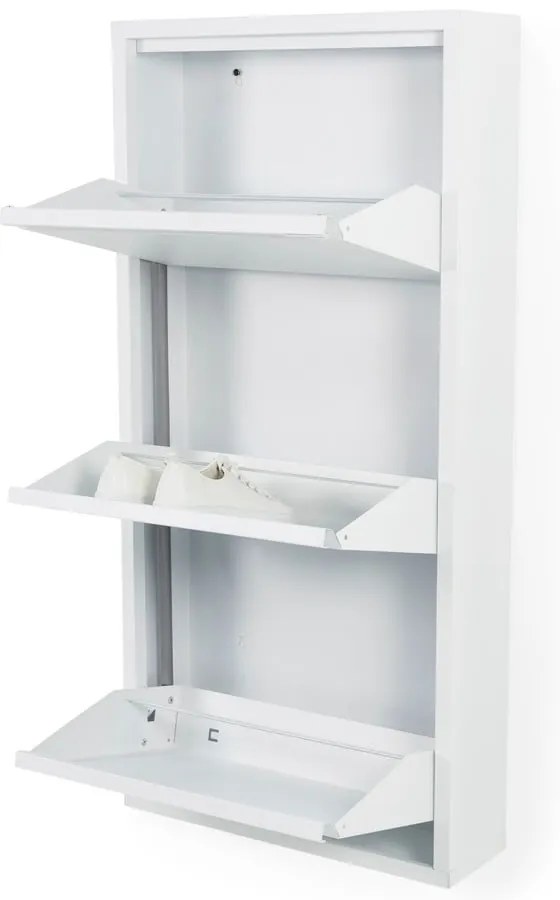 Pantofar alb cu deschidere înclinată din metal 50x103x15 cm Billy – Spinder Design