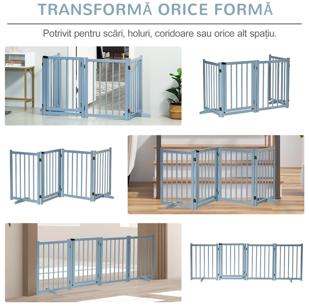 PawHut Poartă de Siguranță Pliabilă pentru Câini Talie Mică/Medie 237.5x36x80 cm Gri | Aosom Romania