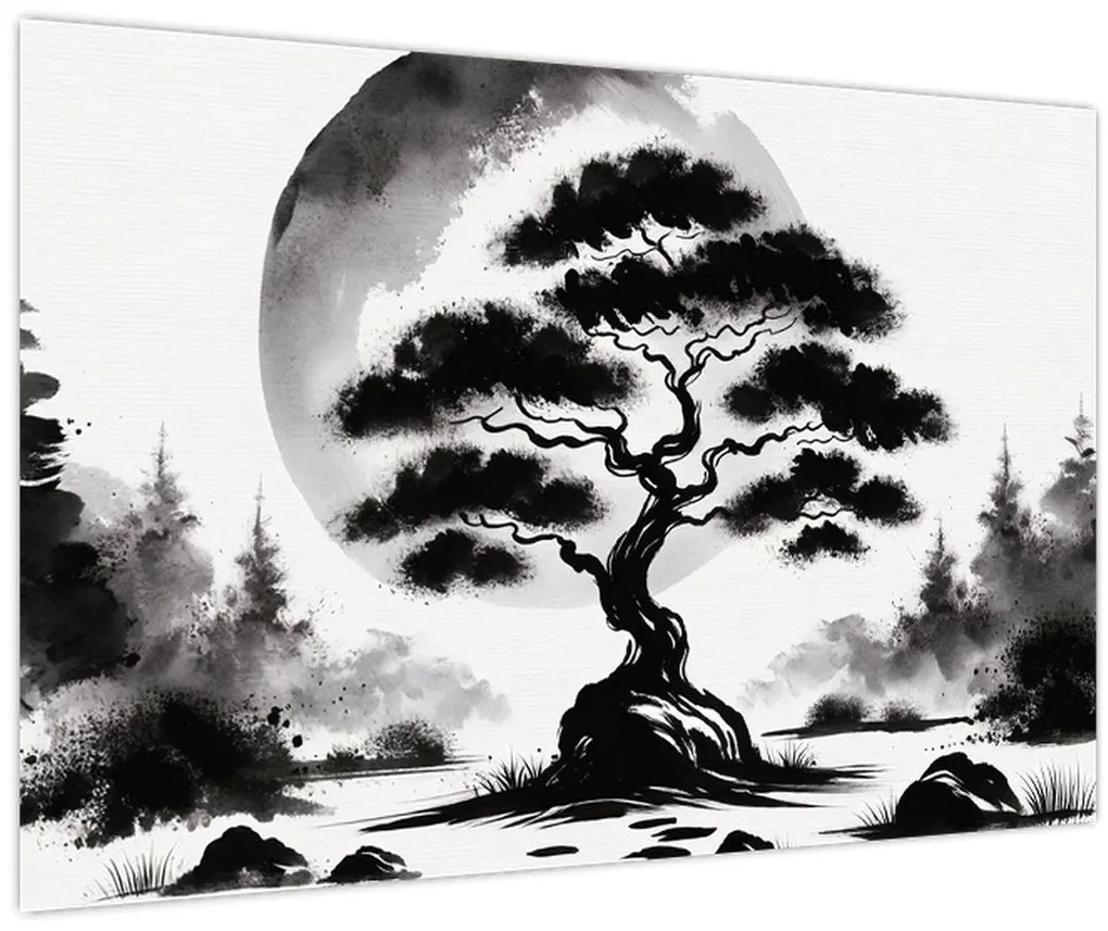Tablou – Bonsai alb-negru (90x60 cm)