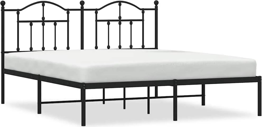 vidaXL Cadru de pat metalic cu tăblie, negru, 160x200 cm
