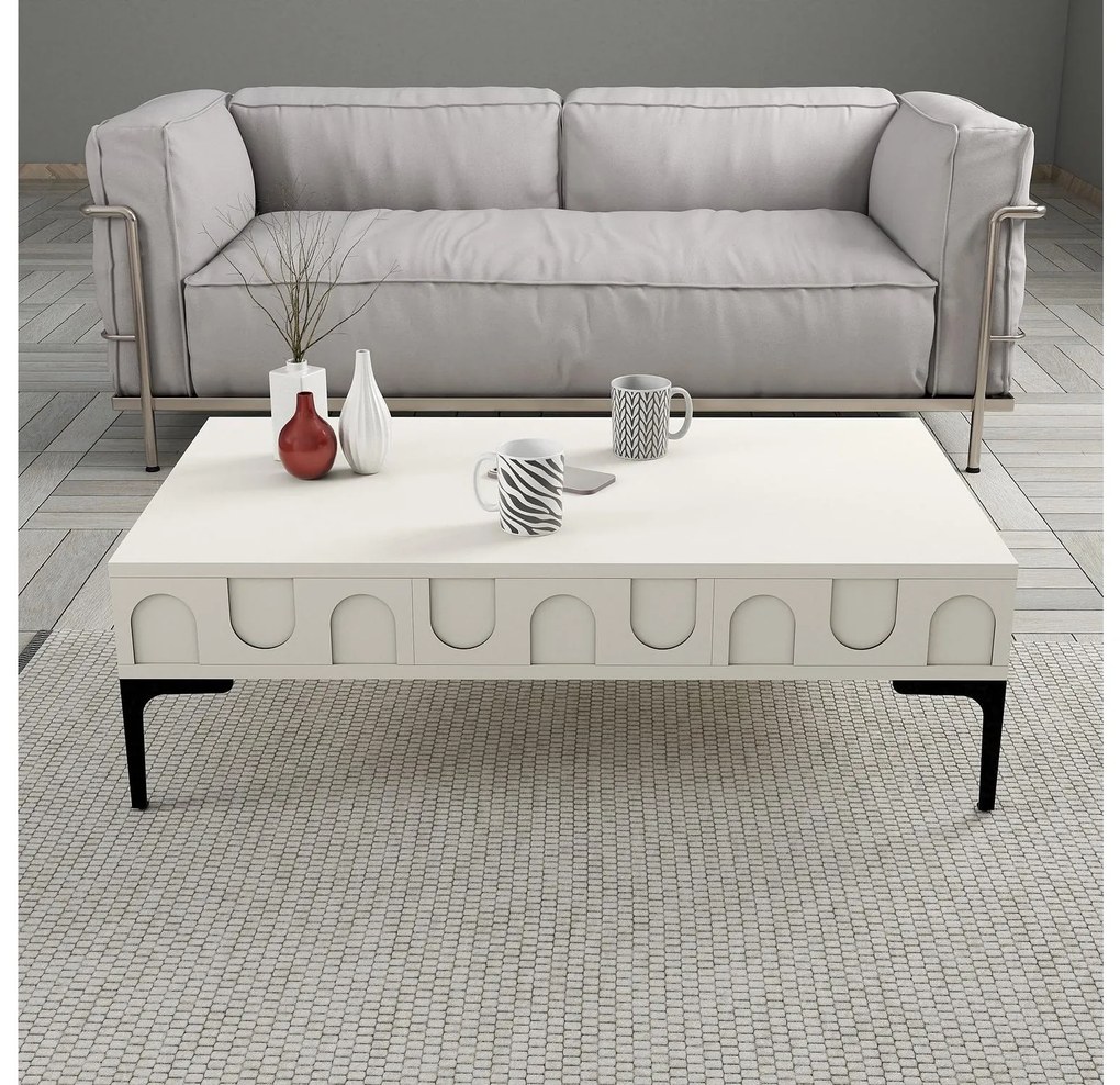 Set mobilier living Lyantela (Crem + negru). 1107137