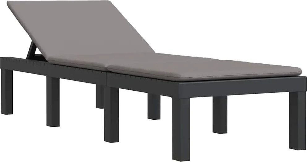 vidaXL Șezlong cu perne, antracit, PP