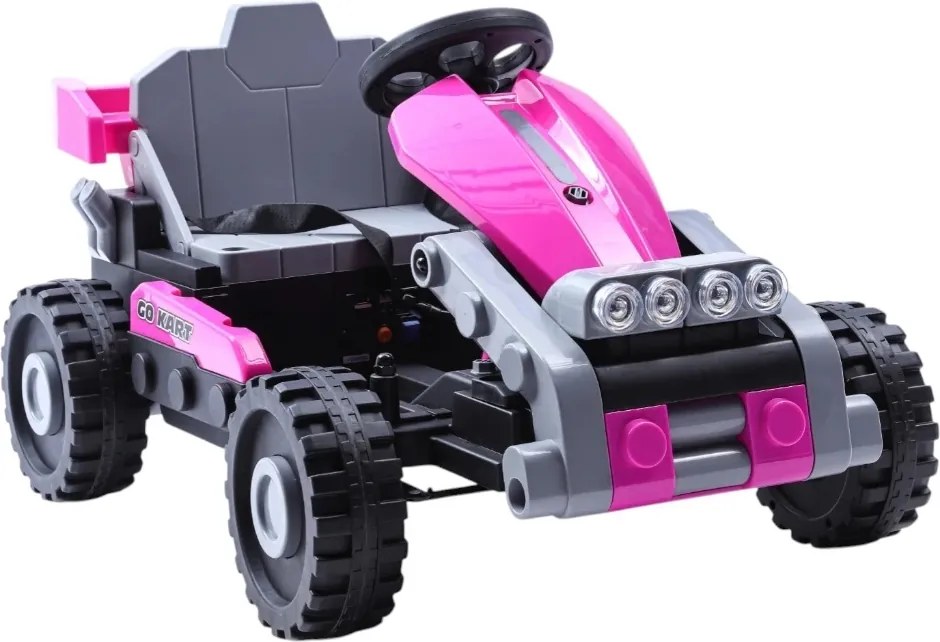 Kart Electric 2-in-1 NOVOKIDS TransformX, transformabil in masinuta electrica copii, baterie 24V, 2 motoare 380W, Roti EVA, Lumini LED, Muzica, Roz