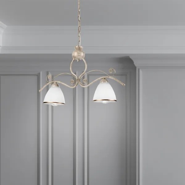 Lustră pe lanț RETRO 2xE27/60W/230V auriu/matină