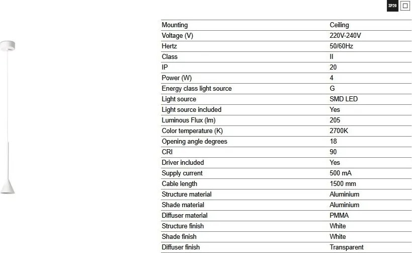 Pendul LED stil minimalist ANNA alb