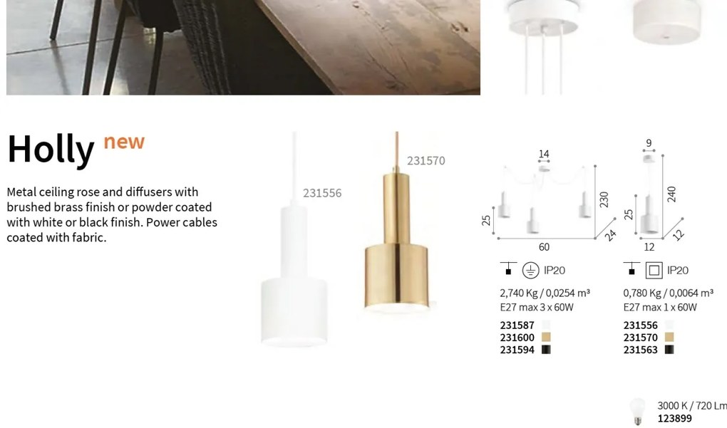 Lustra, Pendul design modern HOLLY SP1 NERO 231563 IDL