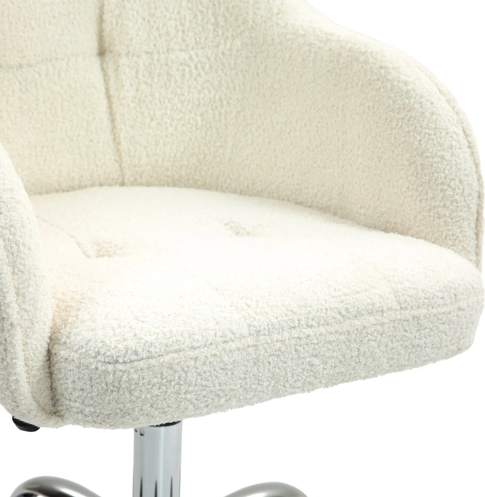 HOMCOM Scaun de birou, fauteuil de birou ergonomic, înălțime reglabilă, șezut și spătar umplute, crem | Aosom Romania