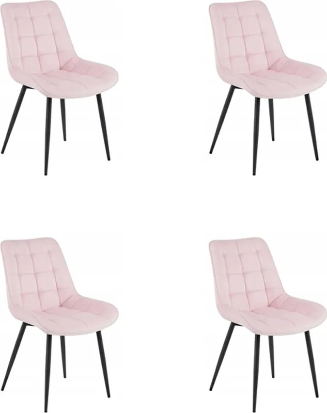 Set 4 Scaune Bucatarie/Dining Joy Roz Deschis, Catifea