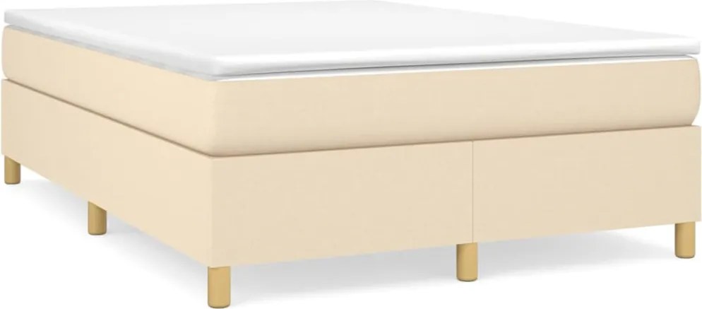 vidaXL Cadru de pat cu arcuri, crem, 140x200 cm, textil