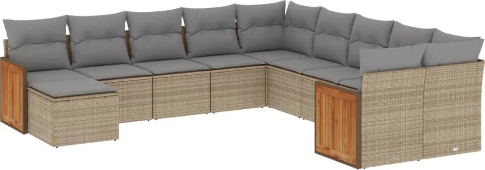 vidaXL Set canapele de grădină cu perne, 11 piese, bej, poliratan
