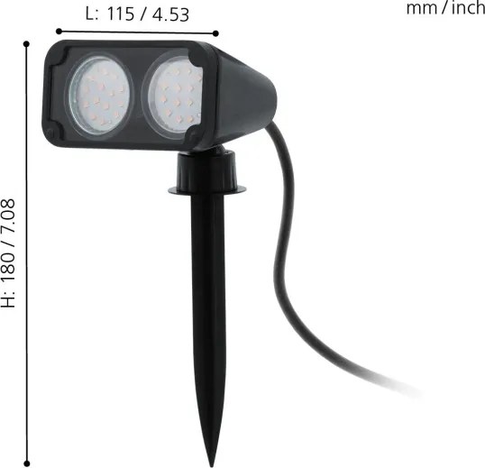 Lampă LED de exterior Eglo 75315 NEMA 2xGU10/2,8W/230V 3000K IP44