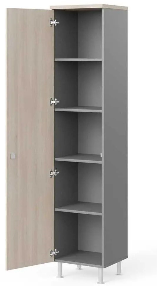 Dulap înalt Manager LUX 45 x 43 x 207,4 cm, stânga, salcâm deschis / gri