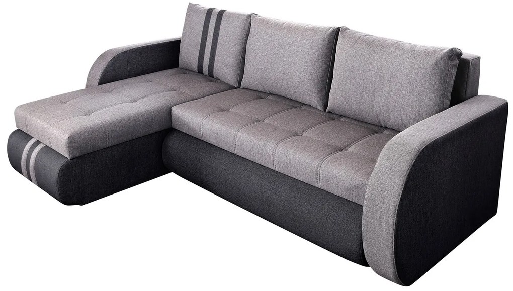 Coltar extensibil reversibil Siena Duo Antracit/Gri 243x141x81 cm cu lada de depozitare