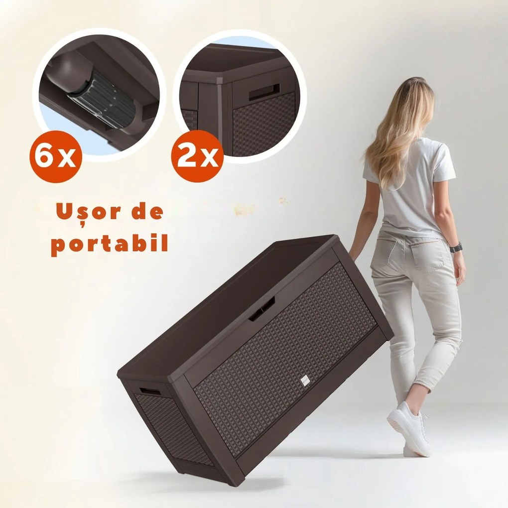 Cutie de depozitare RATO, 310L, 119x48x60cm, maro Prosperplast