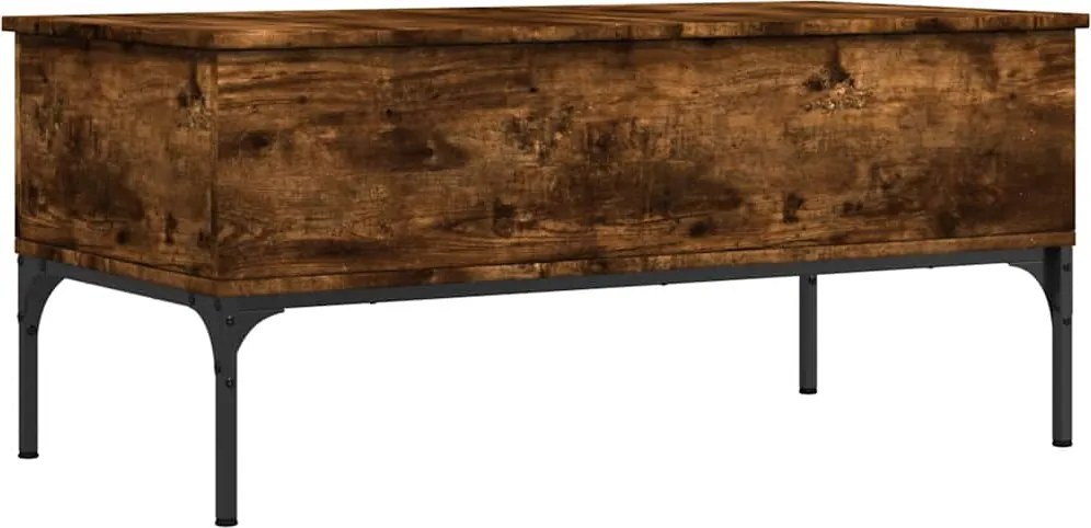 vidaXL Măsuță cafea, stejar fumuriu 100x50x45 cm lemn prelucrat/metal