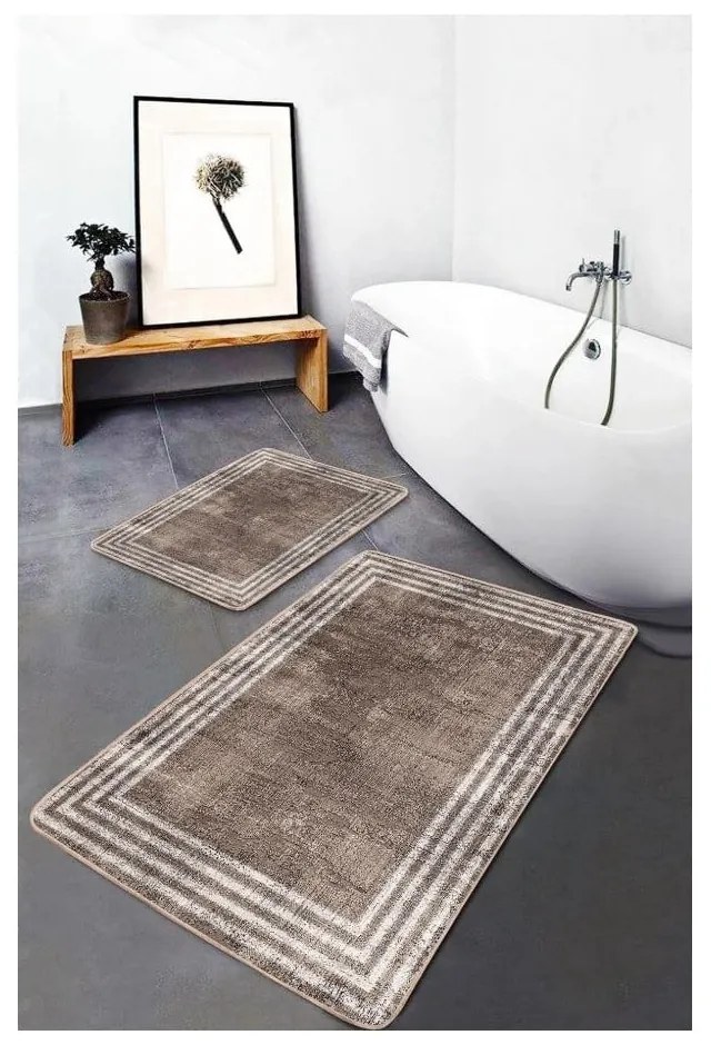 Covorașe de baie maro 2 buc. din catifea 60x100 cm – Mila Home