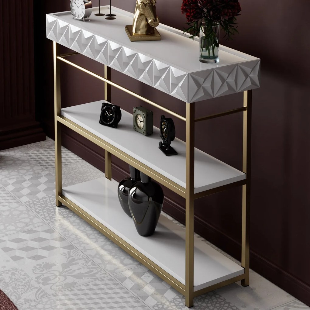 Consolă Zumrut - White, Gold (102)