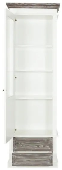 Vitrina Cabana, Alb & Antracite, Stanga, 67,5 x 38 x 200 Cm