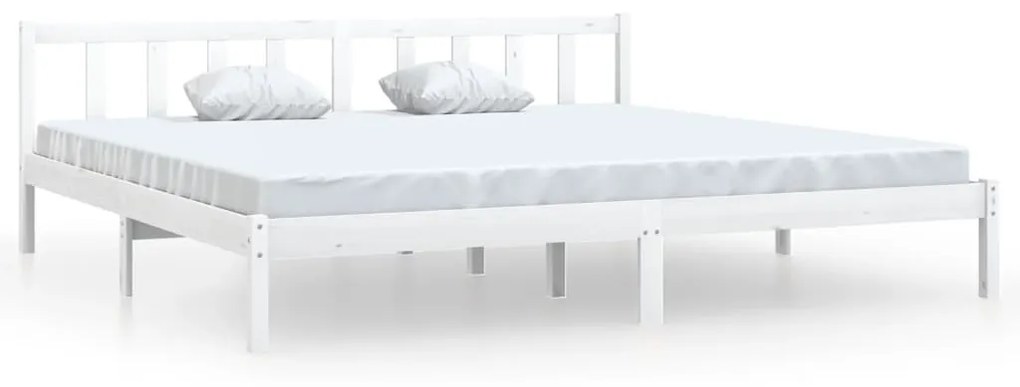 810098 vidaXL Cadru de pat Super King, alb, 180x200 cm, lemn masiv de pin