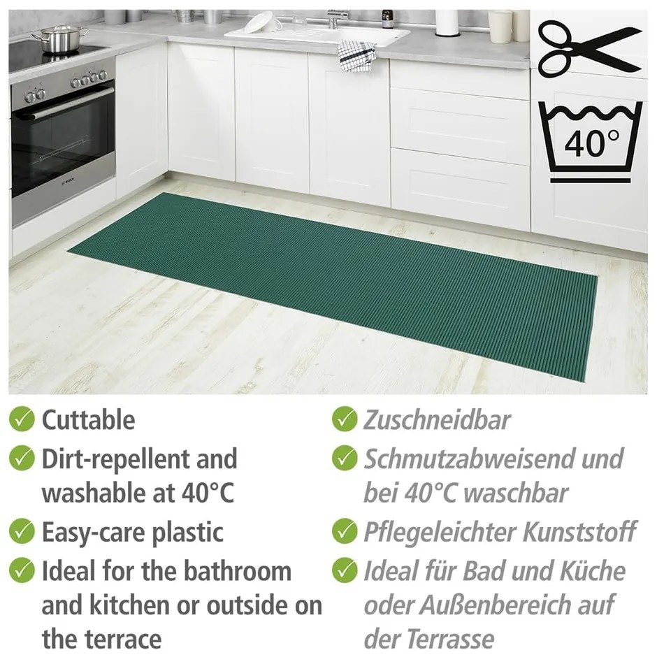 Covoraș de baie verde închis din plastic 65x200 cm Petrol – Wenko