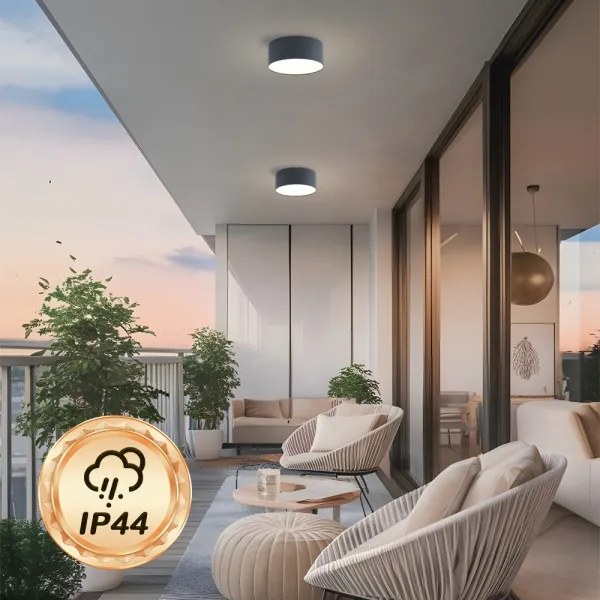 Brilagi - Plafonieră LED pentru baie FORIS, 20W, 230V, Ø 15 cm, antracit, IP44