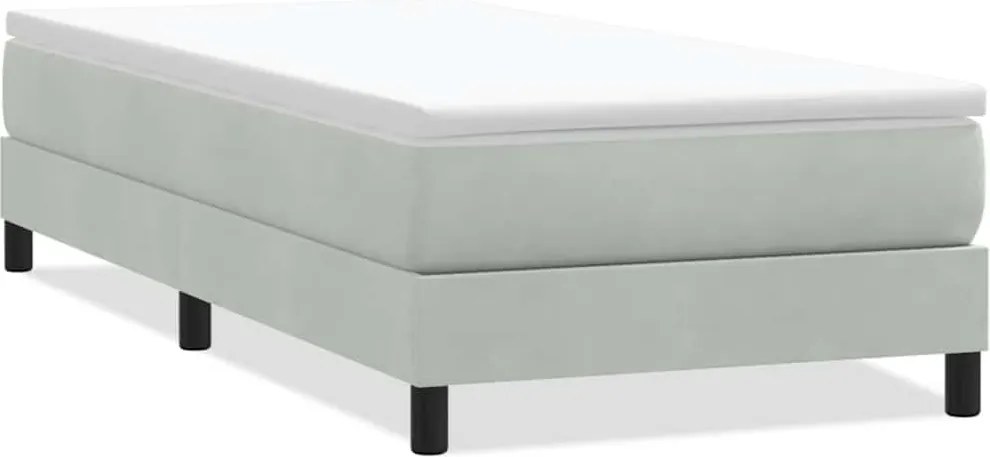 vidaXL Pat cu arcuri fără saltea gri deschis 90x220 cm catifea