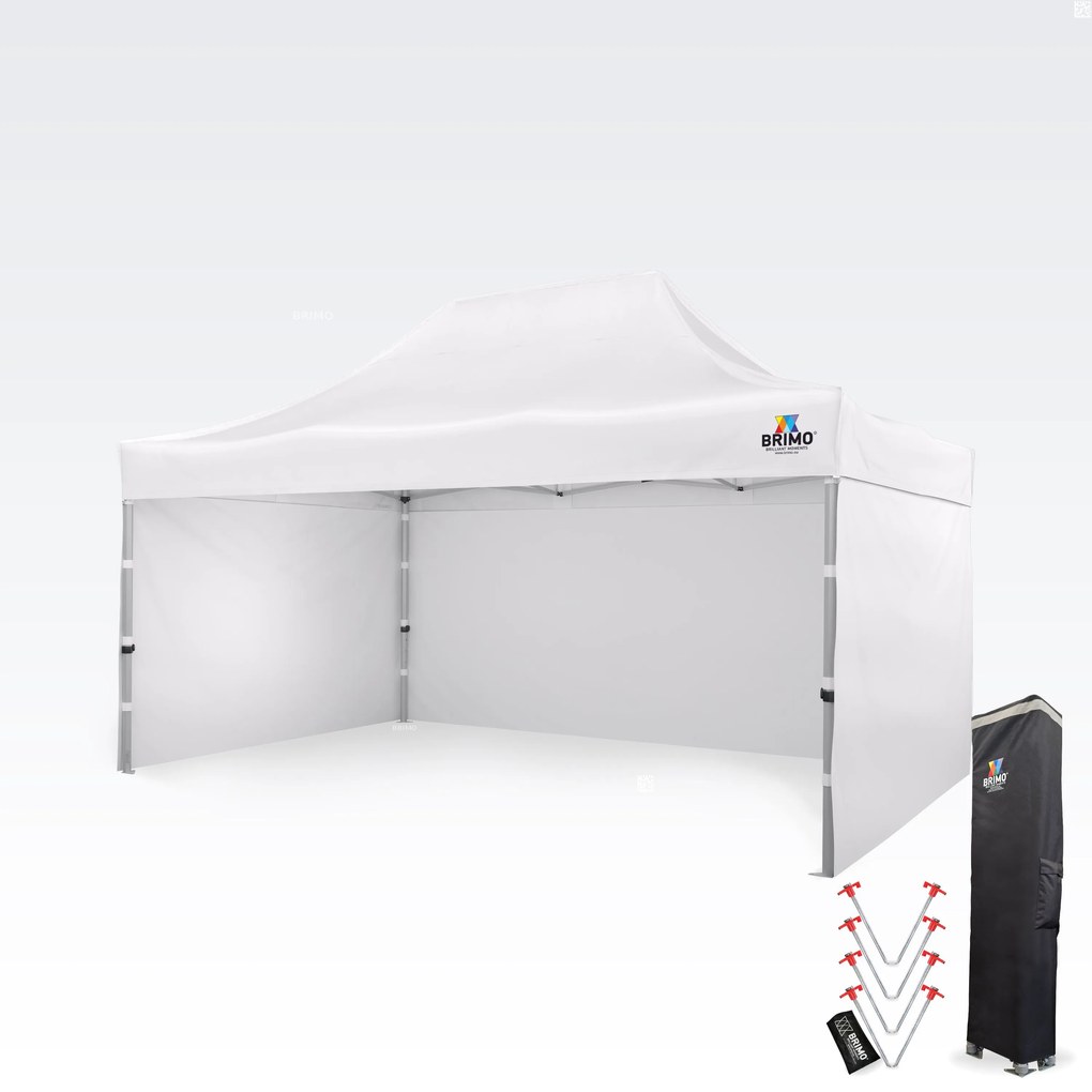 Cort promoțional profesional tip foarfecă 3x4,5m | Profil ALU masiv 1,8mm - cu 3 pereți - Alb