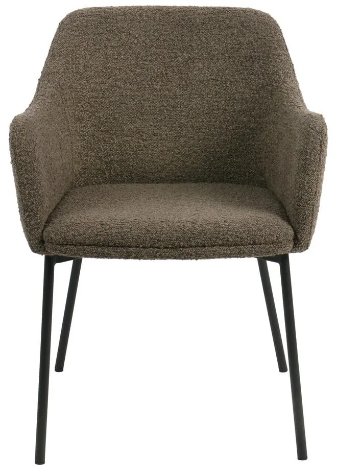 Scaun de sufragerie maro cu cotiere tapițat Melilla – House Nordic