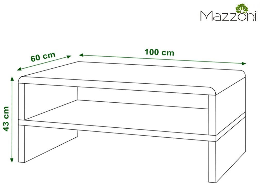 Mazzoni ROCK Alb Luciu/Beton Millennium - MĂSUȚĂ MODERNĂ CU RAFT