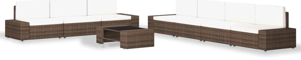 vidaXL Set mobilier de grădină, 8 piese, maro, poliratan