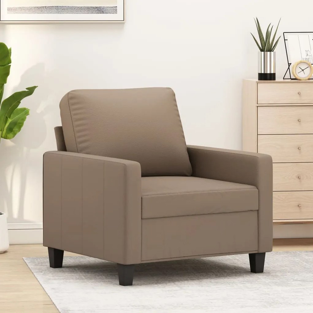 348666 vidaXL Canapea de o persoană, cappuccino, 60 cm, piele ecologică