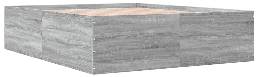 3280914 vidaXL Cadru de pat, gri sonoma, 160x200 cm, lemn prelucrat