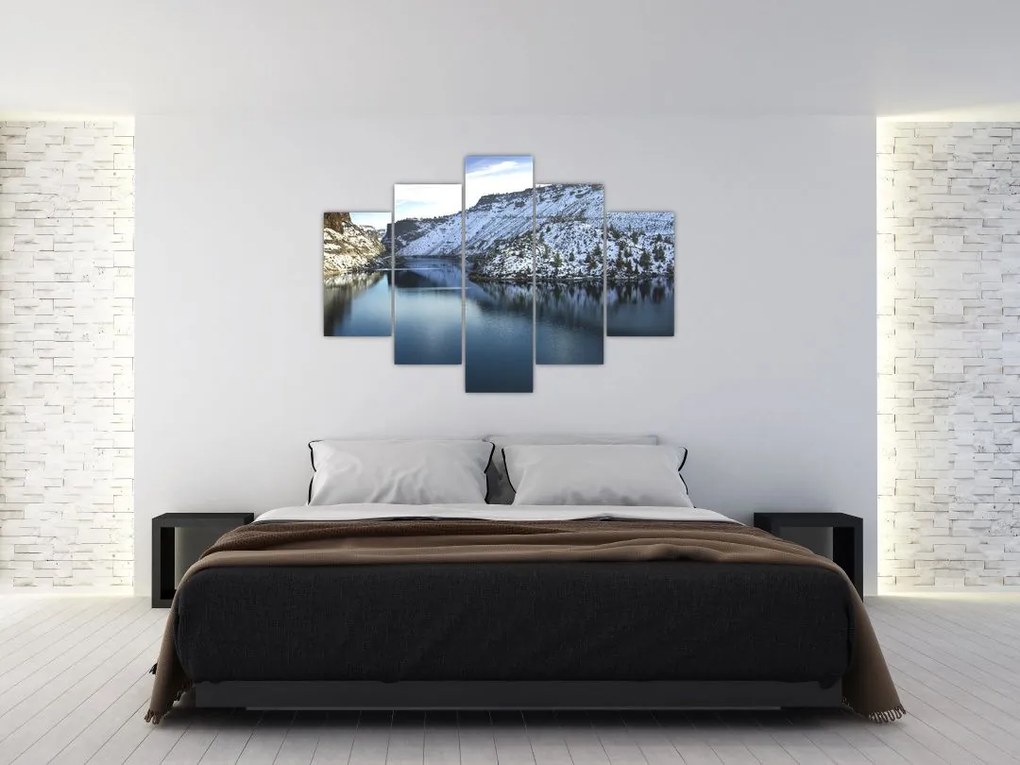 Tablou - peisaj de iarnă cu lac (150x105 cm)